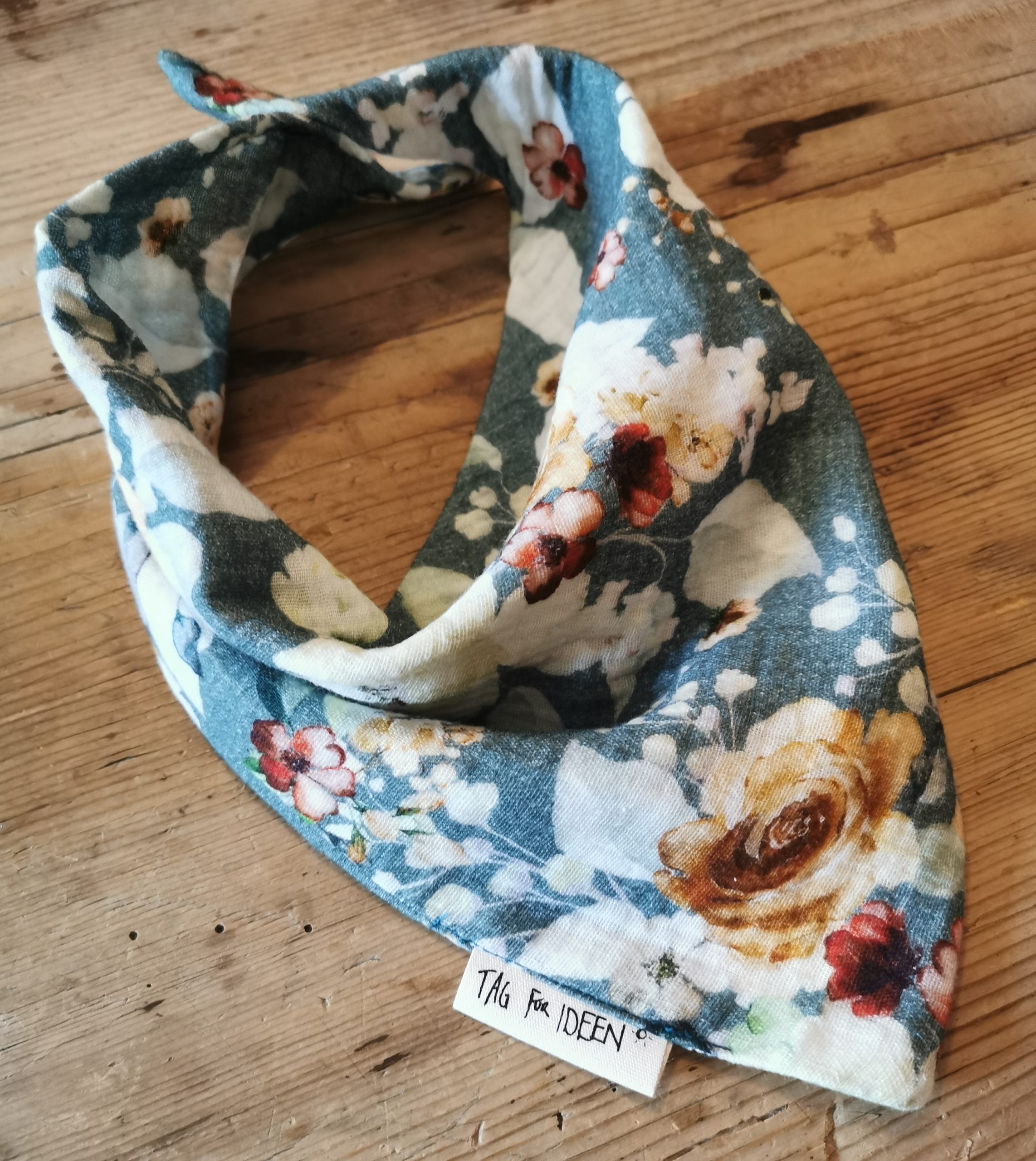 Dreiecktuch Musselin "S" Rosen petrol – Bild 3