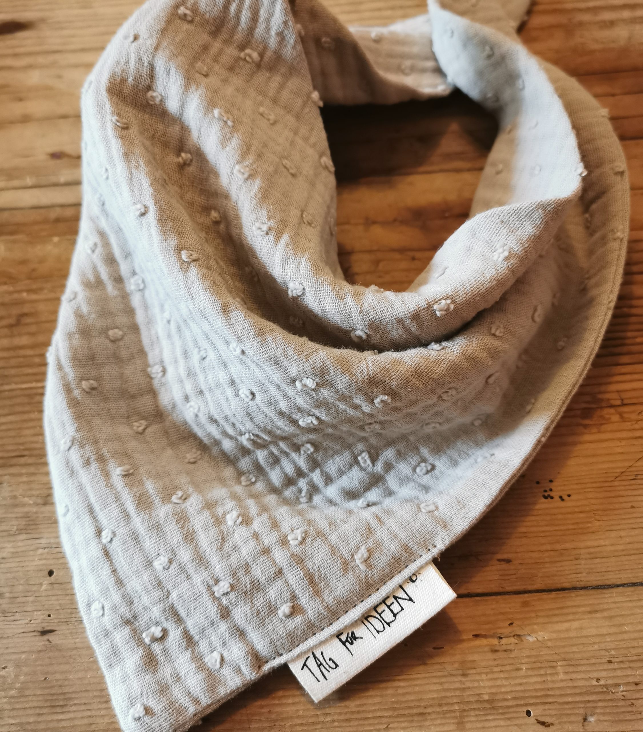 Dreiecktuch Musselin "S" beige Punkte – Bild 3