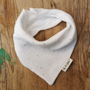 Dreiecktuch Musselin  "S" weiß mit Goldpunkten