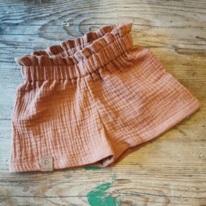 Musselin-Shorts mit Paperbag-Bund caramel