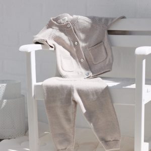Strick-Set grau/beige