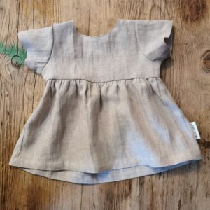 Leinen-Kleid beige-meliert