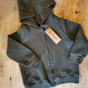 Waffelsweat-Kapuzenjacke olivgrün