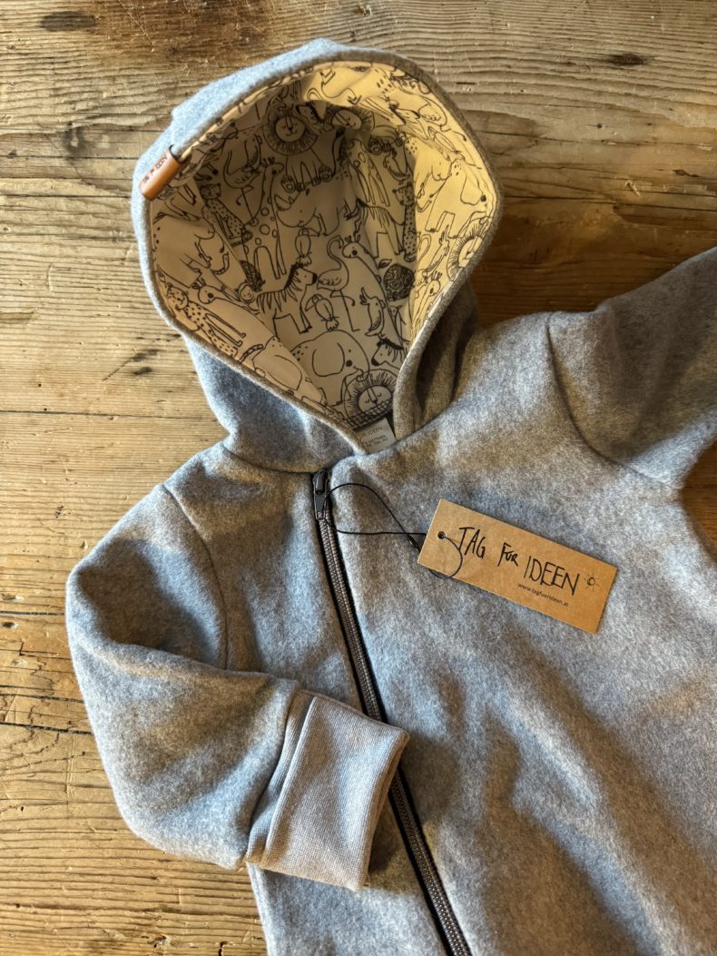 Bio-Baumwollfleece-Overall mittelgrau – Bild 3