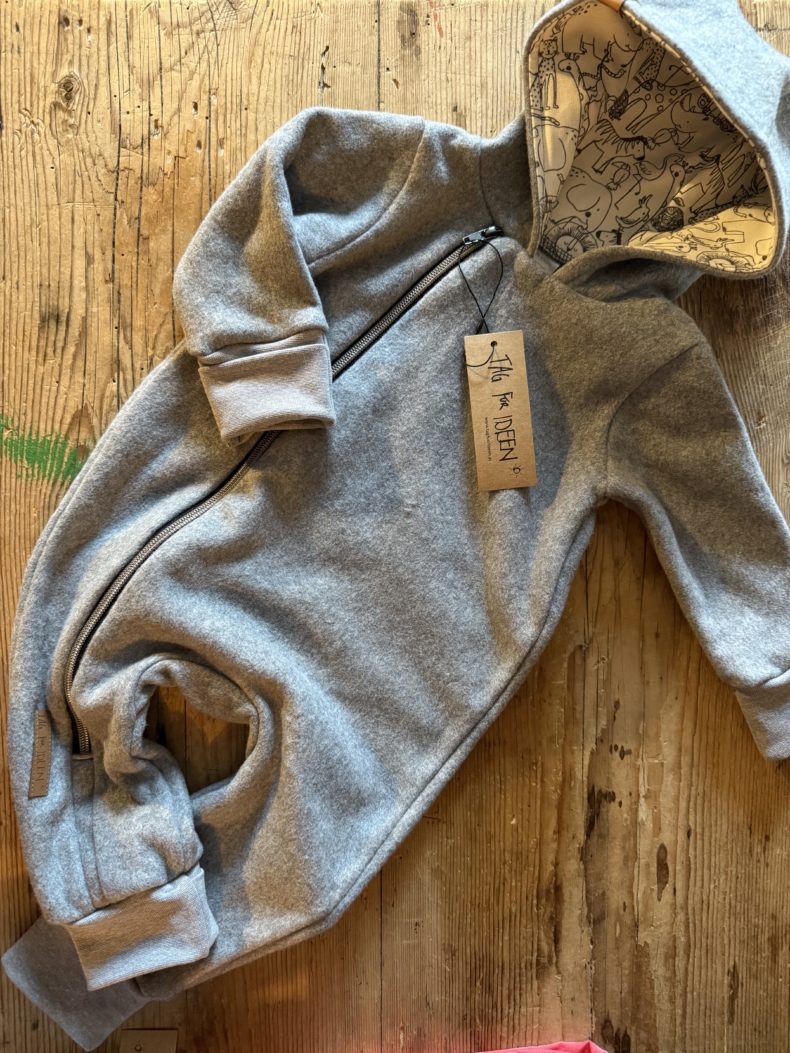 Bio-Baumwollfleece-Overall mittelgrau – Bild 4