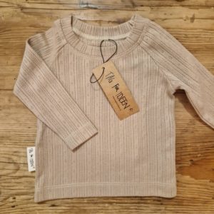 Langarmshirt Lochstrick dunkelbeige