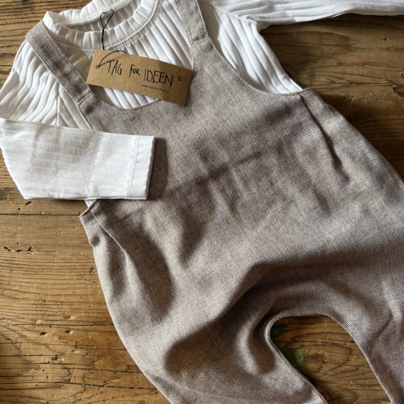 Fischgrat-Latzhose hellbraun/beige
