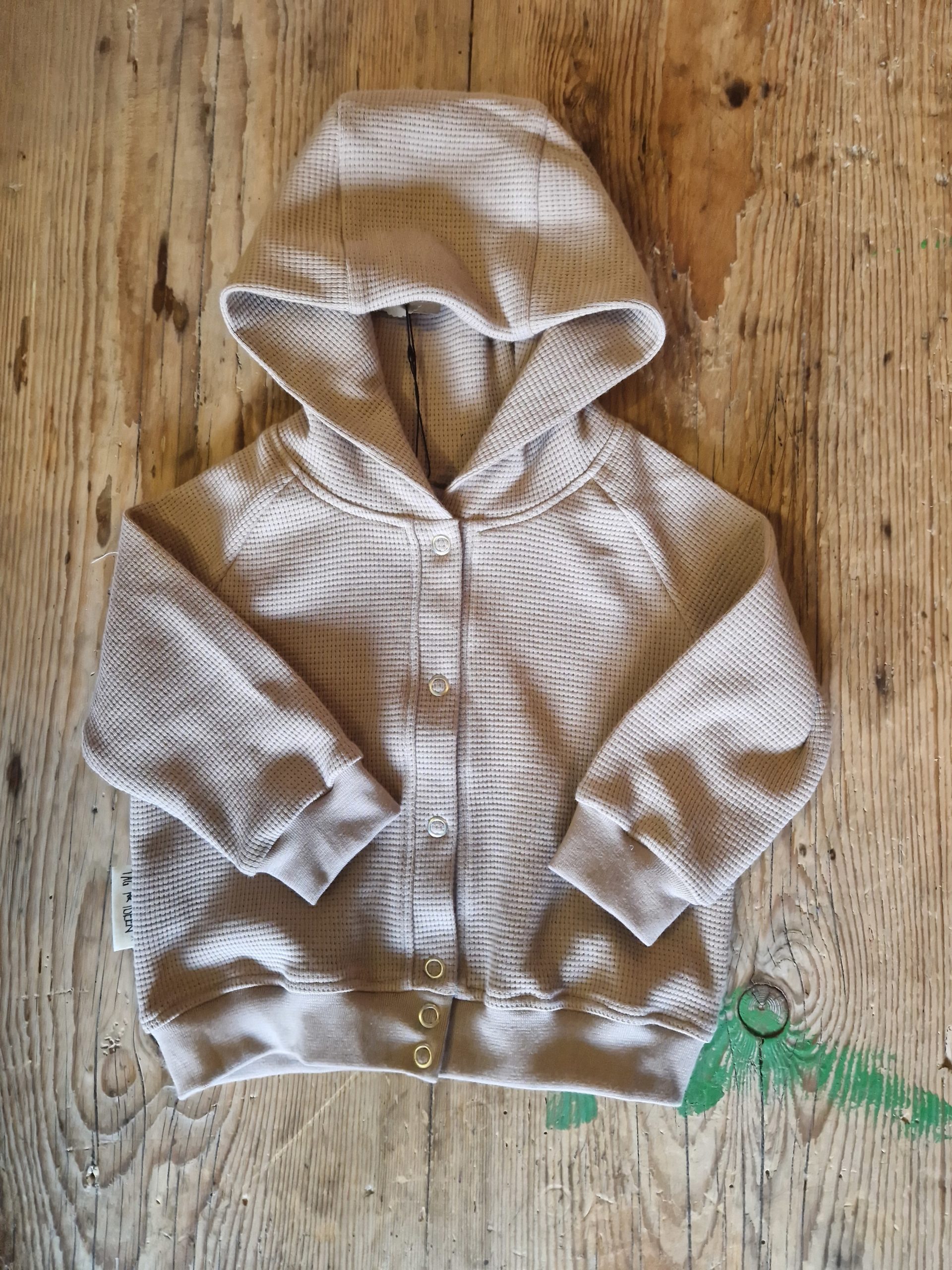 Waffelsweat-Kapuzenjacke taupe