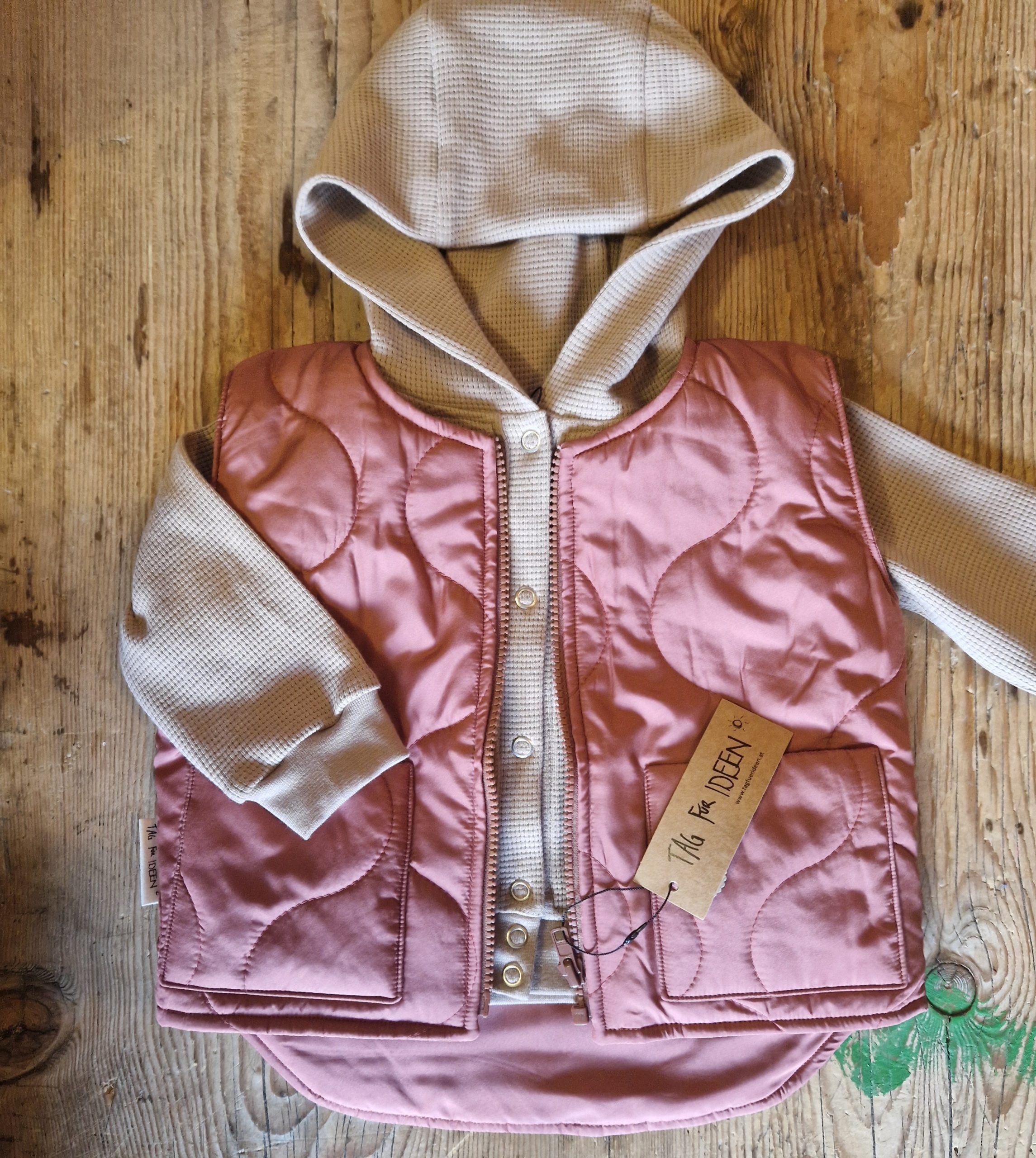 Waffelsweat-Kapuzenjacke taupe – Bild 2