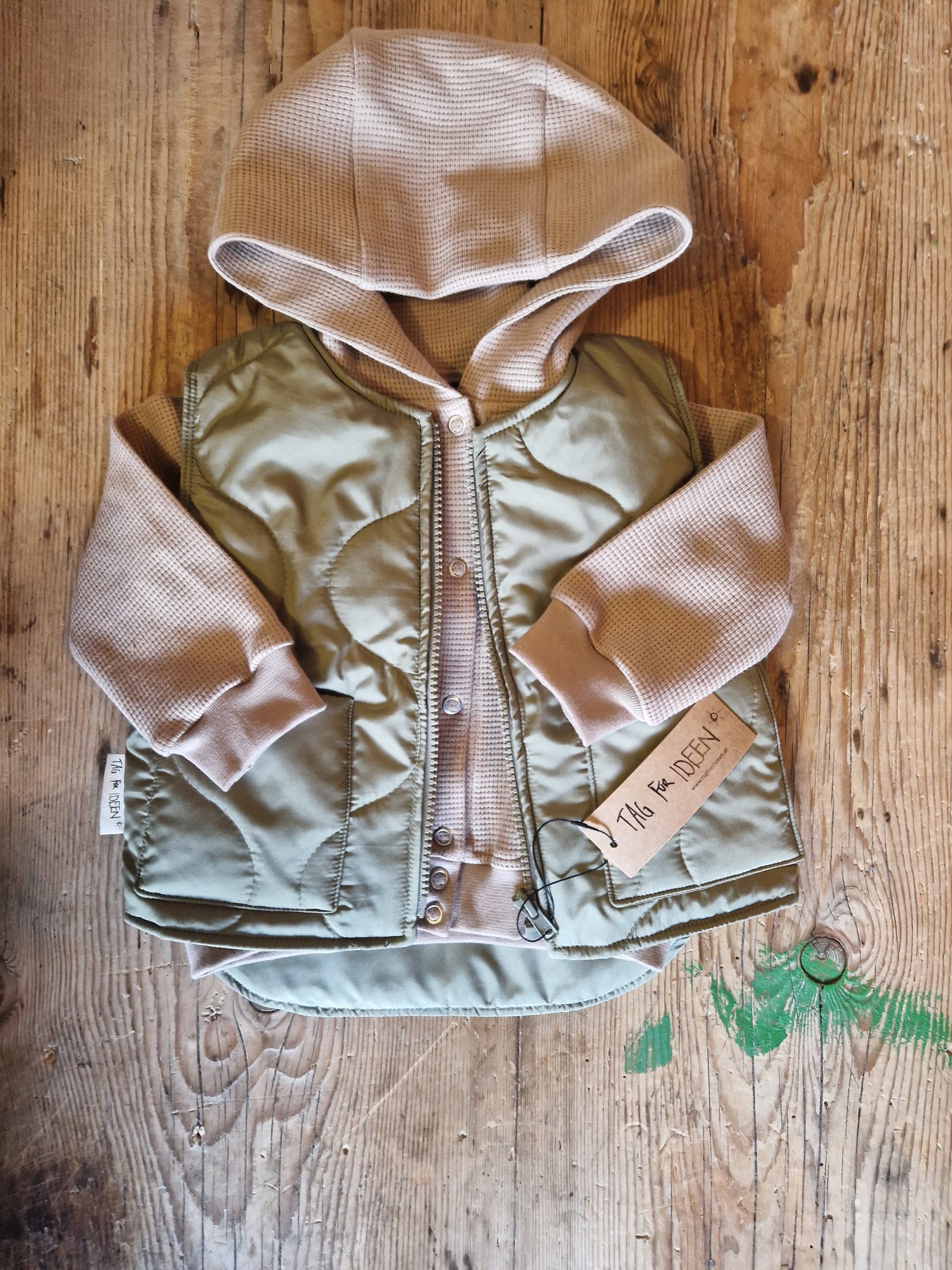 Waffelsweat-Kapuzenjacke taupe – Bild 3