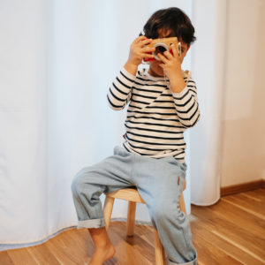 Ballonjeans mit Eingrifftaschen hell