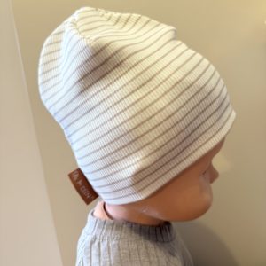 Rib-Beanie Streifen creme/weiß