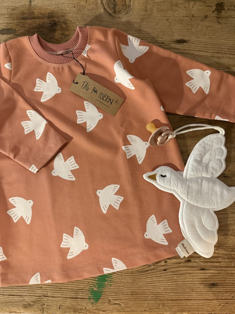 Sweatkleid langarm "Birdie" coral