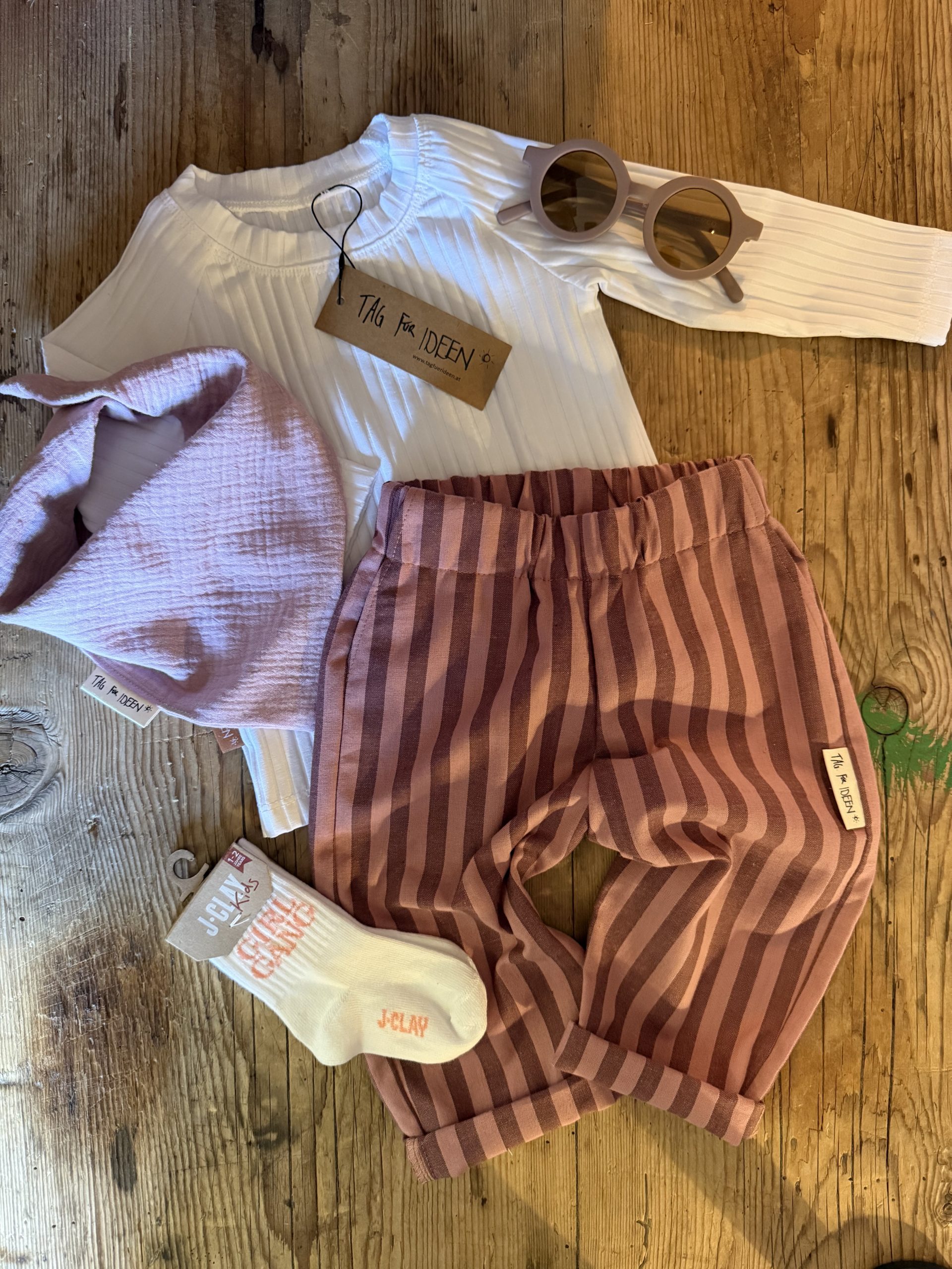 Hose Streifen beere/rosa – Bild 2
