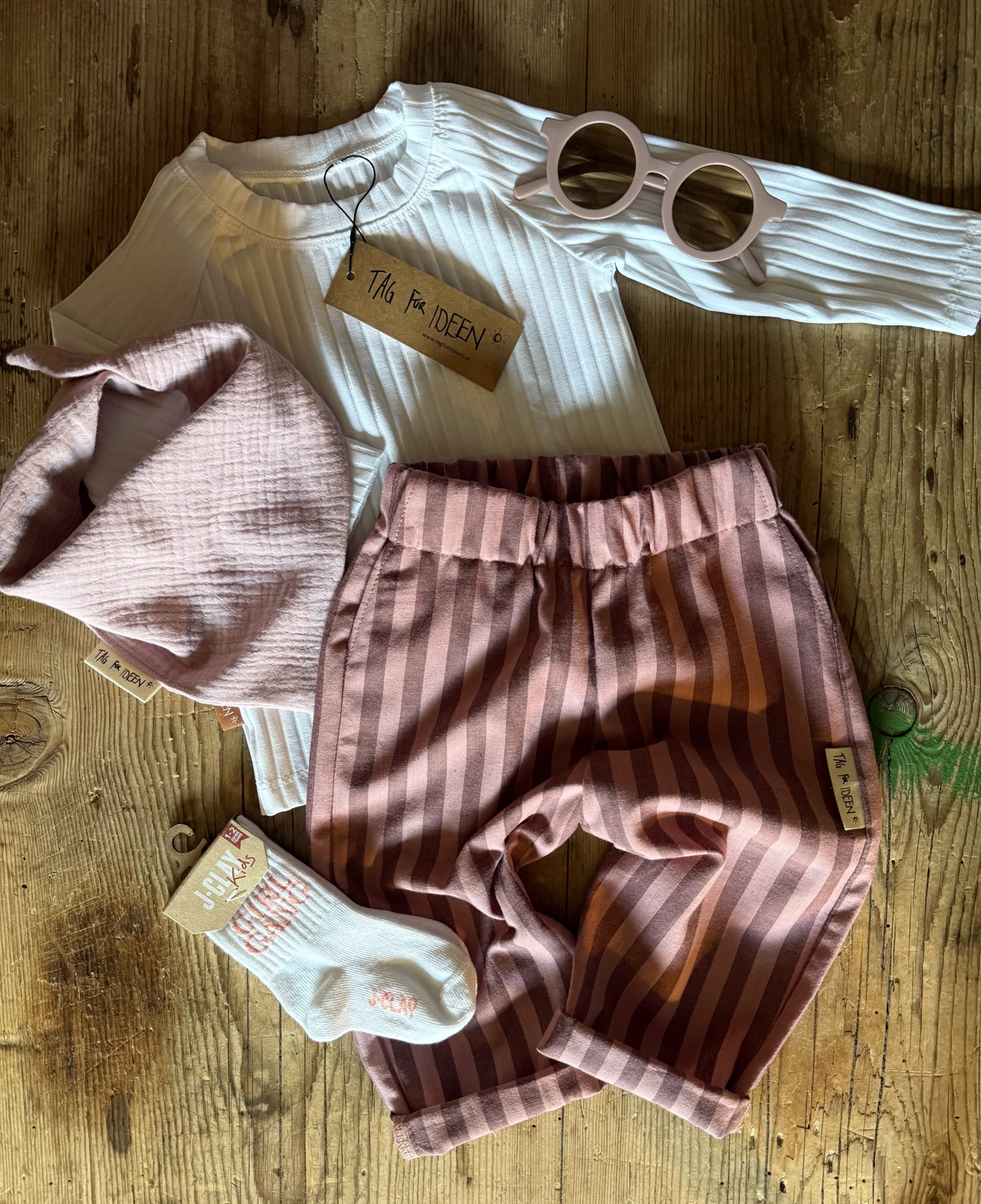 Hose Streifen beere/rosa – Bild 3