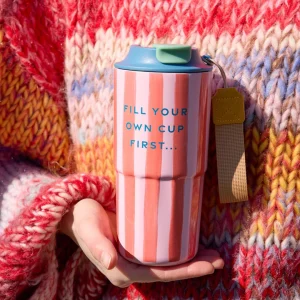 Thermo-Trinkbecher rostfrei Streifen