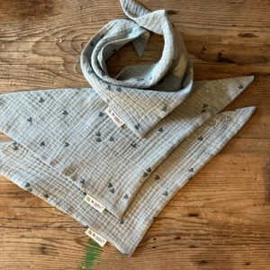 Dreiecktuch Musselin "S" Herzen mint/petrol