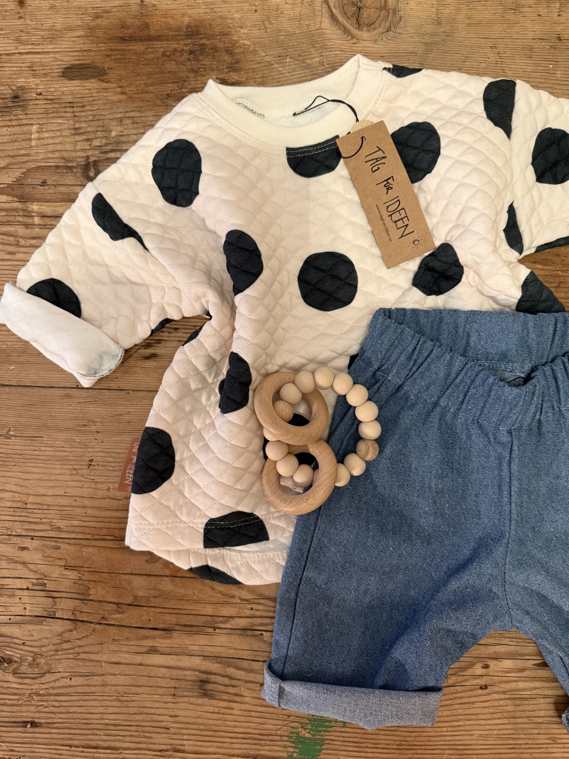 Stepp-Sweater Punkte "schwarz-weiß" – Bild 2