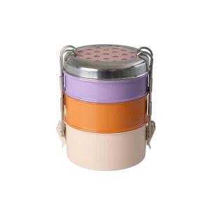 Runde Edelstahl Brotdose mehrfarbig Herzen