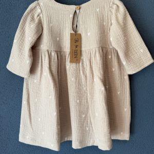 Musselin-Kleid "Herzen beige" langarm