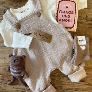 Musselin-Latzhose "greige"