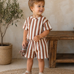 Rib-Set Streifen braun