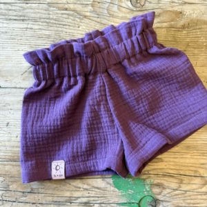 Paperbagshorts Musselin "Pflaume"
