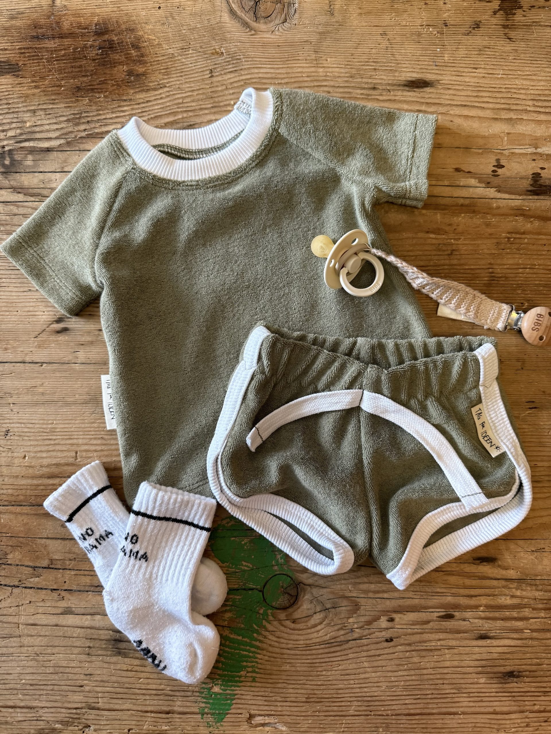 Retro-Frottee Set oliv