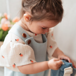 Musselin Bluse mit Flügelärmel Pfirsich bestickt