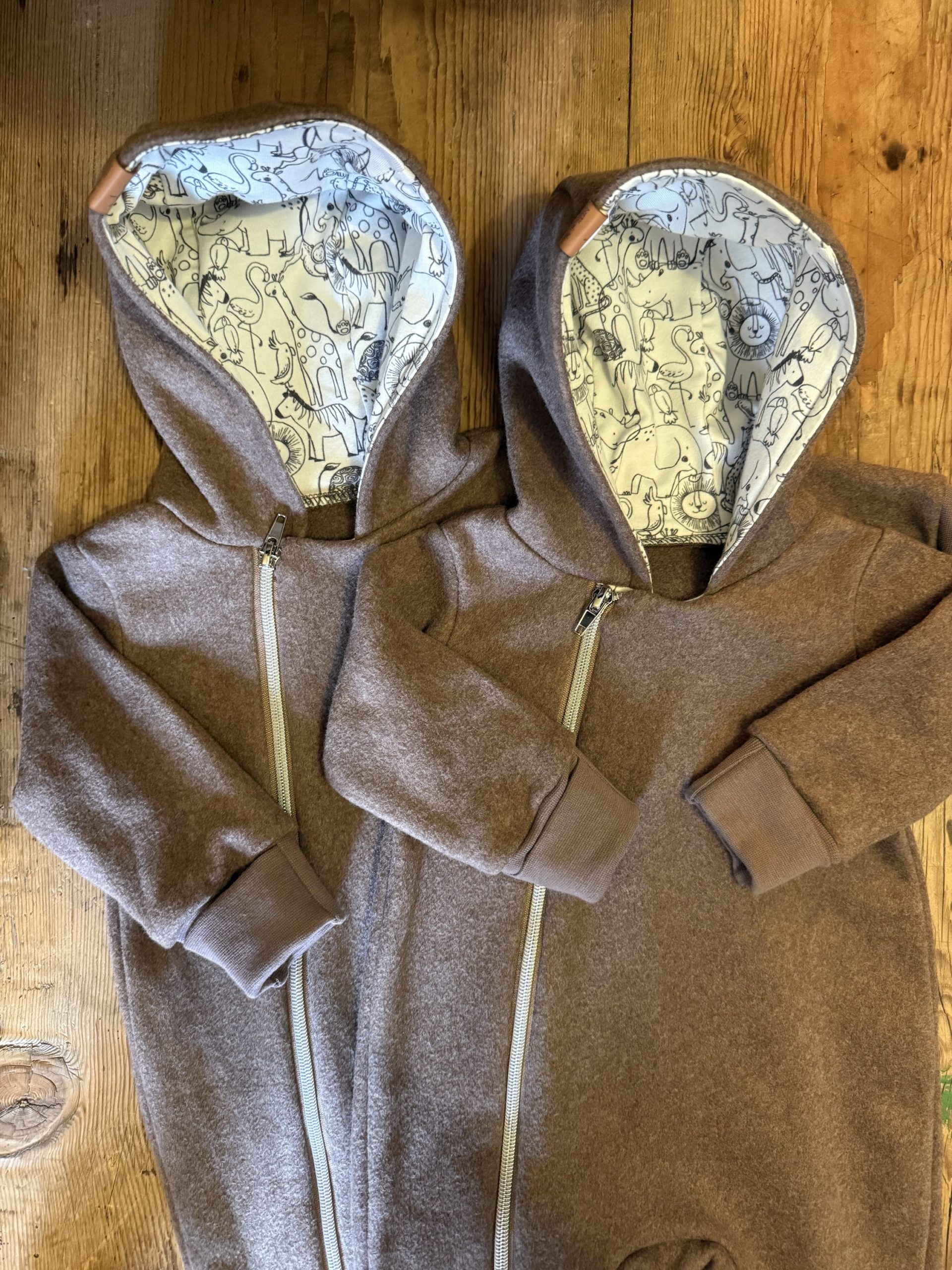 Baumwollfleece-Overall taupe meliert