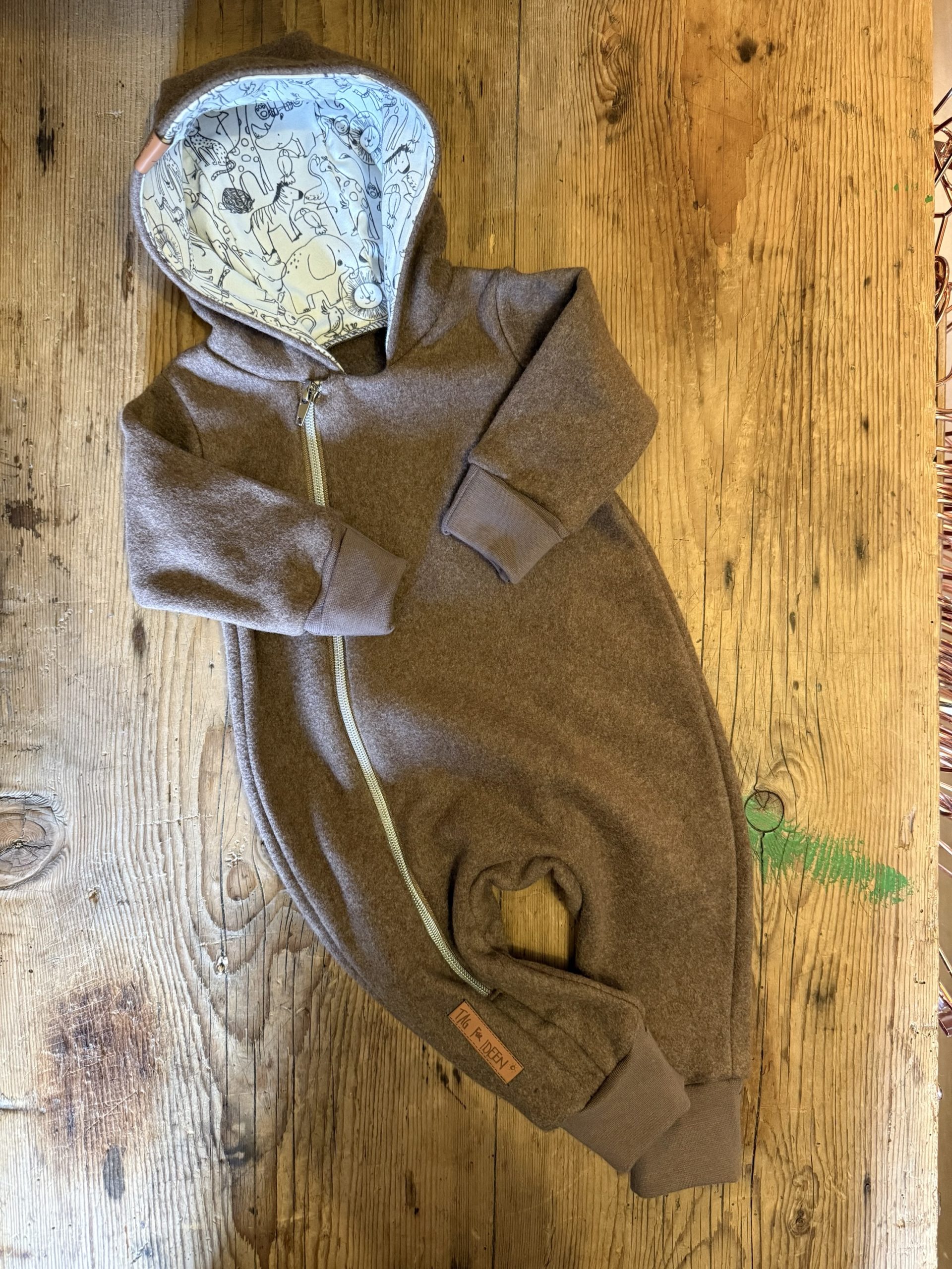 Baumwollfleece-Overall taupe meliert – Bild 3