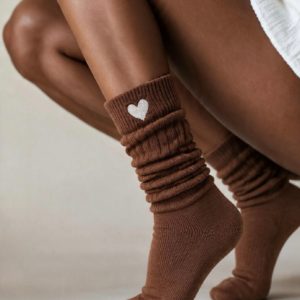 Socken "Cosy Heart" chestnut oder ivory