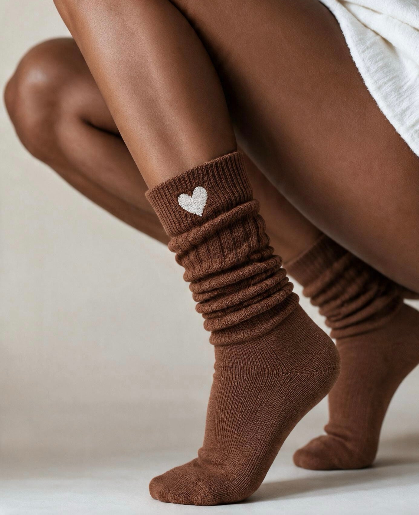 Socken "Cosy Heart" chestnut oder ivory